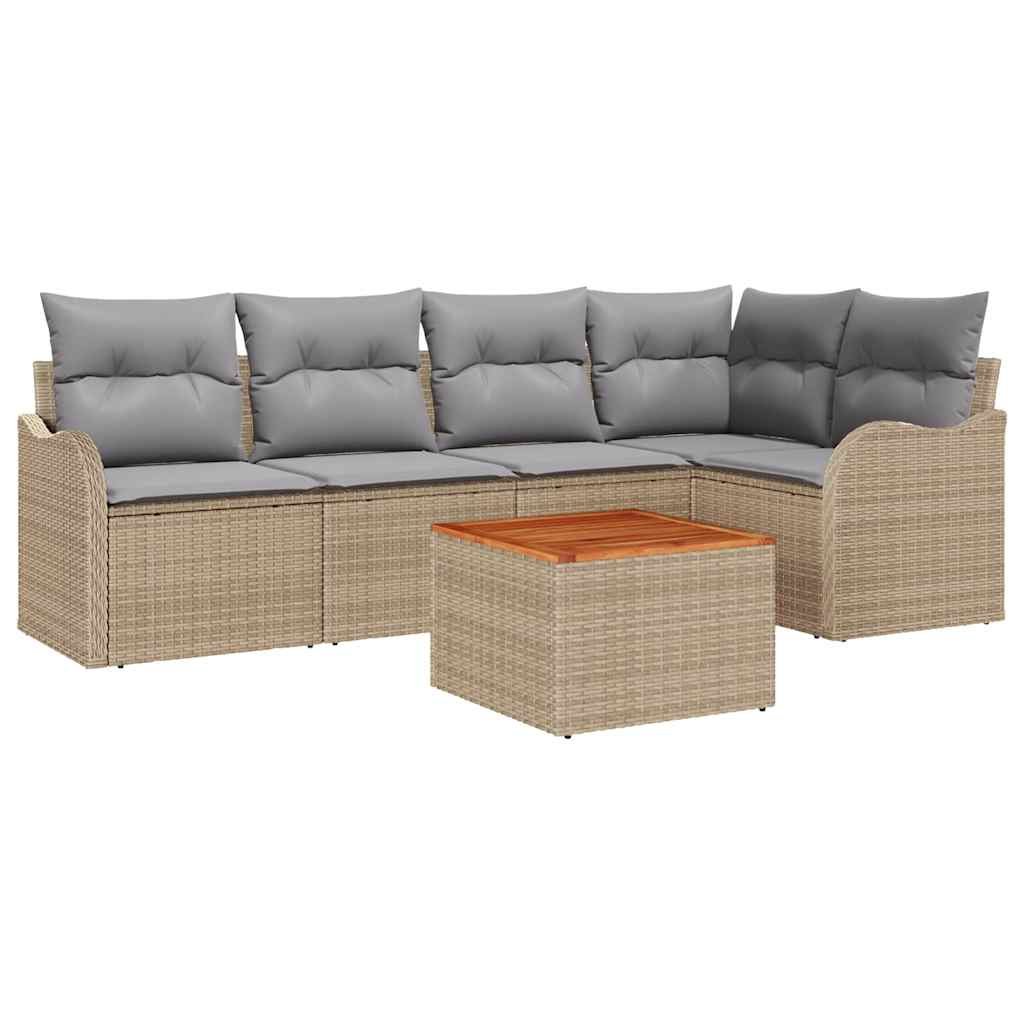 Sjedeća garnitura za vrt 6 kom. Bež i svijetlo siva poliratan 232,5 x 122,5 x 69 cm