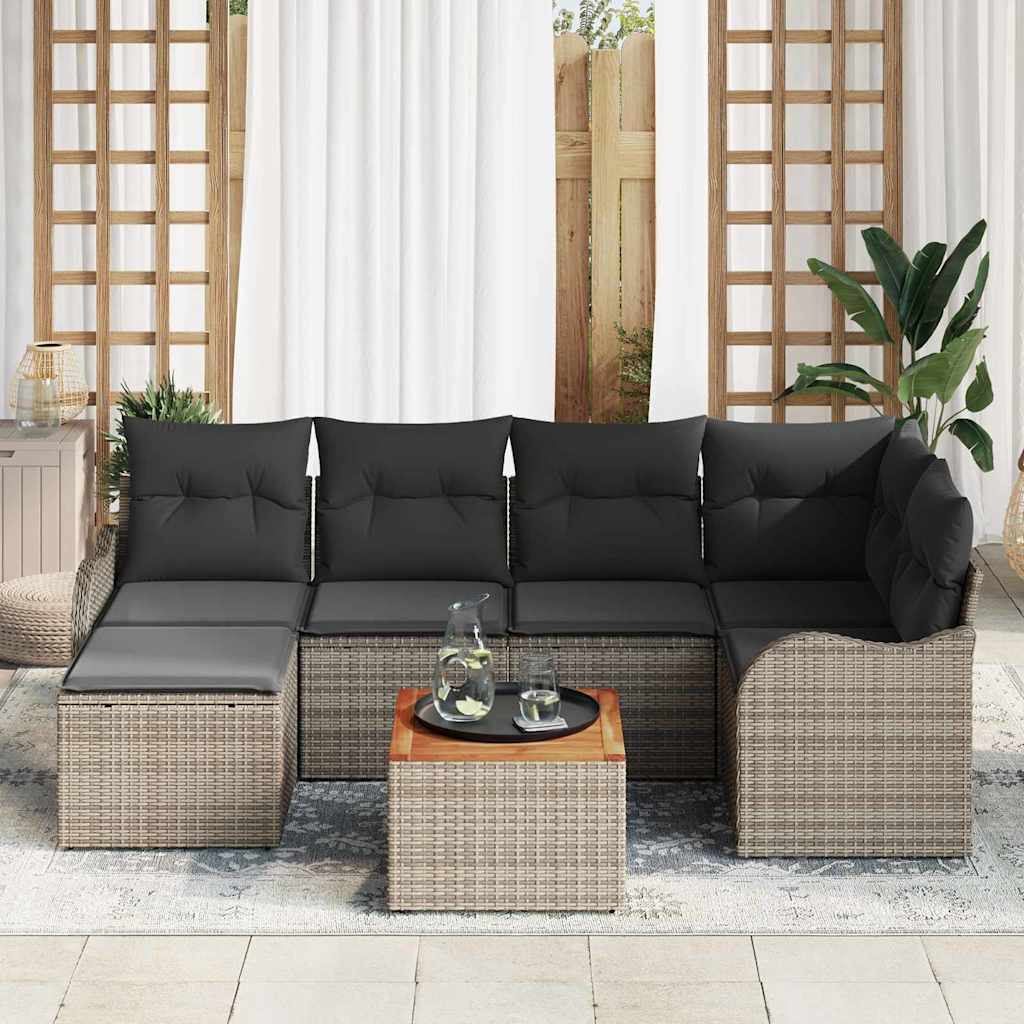 Sjedeća garnitura za vrt 7 kom. Siva poliratan 232,5 x 122,5 x 69 cm