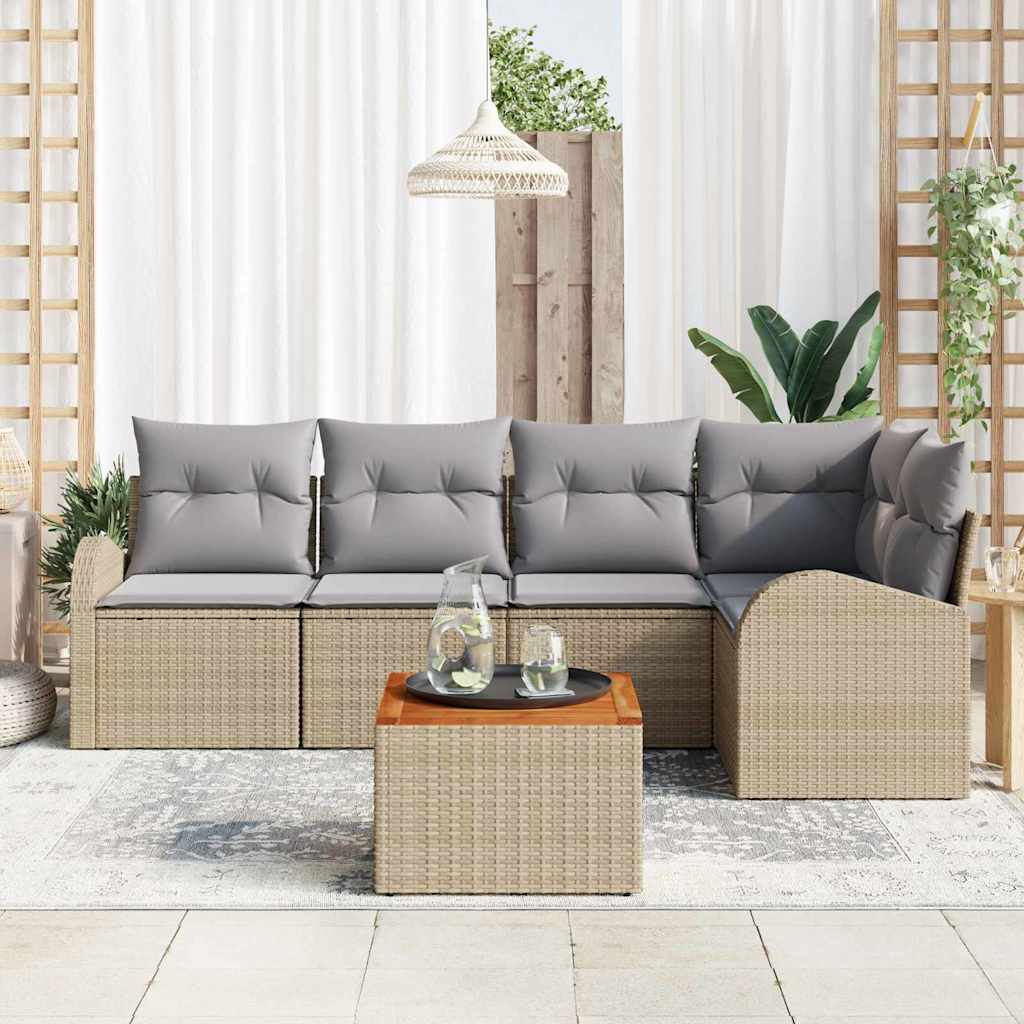 Sjedeća garnitura za vrt 6 kom. Bež i svijetlo siva poliratan 234 x 124 x 69 cm