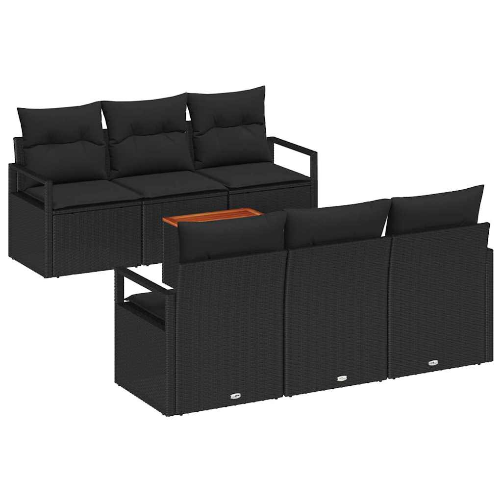Sjedeća garnitura za vrt 7 kom. Crna poliratan 175 x 62 x 69 cm