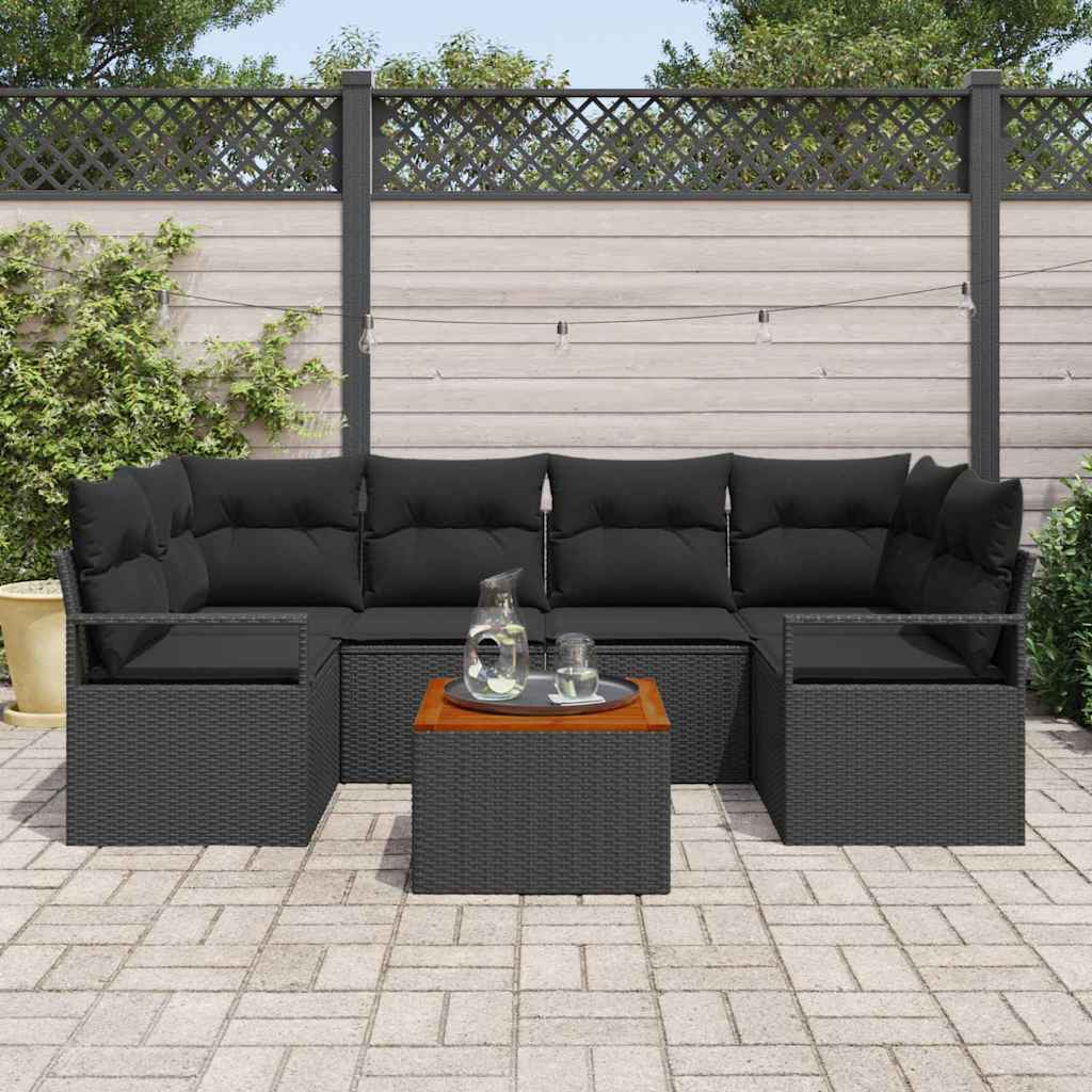 Sjedeća garnitura za vrt 7 kom. Crna poliratan 234 x 122 x 69 cm