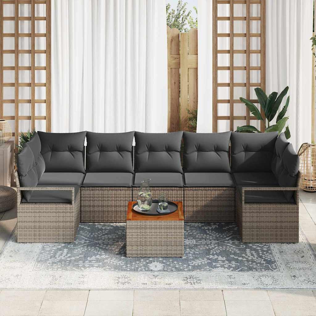 Sjedeća garnitura za vrt 8 kom. Siva poliratan 289 x 122 x 69 cm