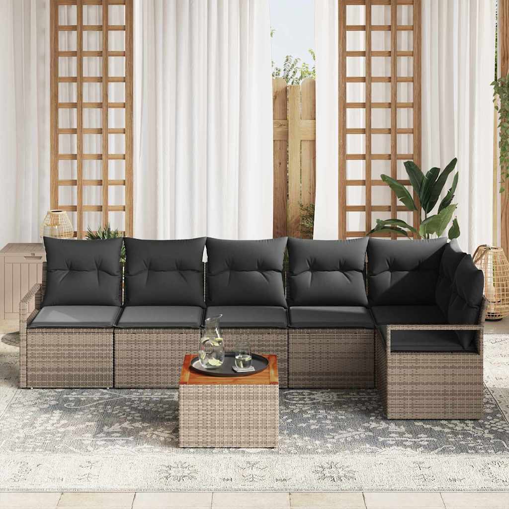 Sjedeća garnitura za vrt 7 kom. Siva poliratan 287 x 122 x 69 cm