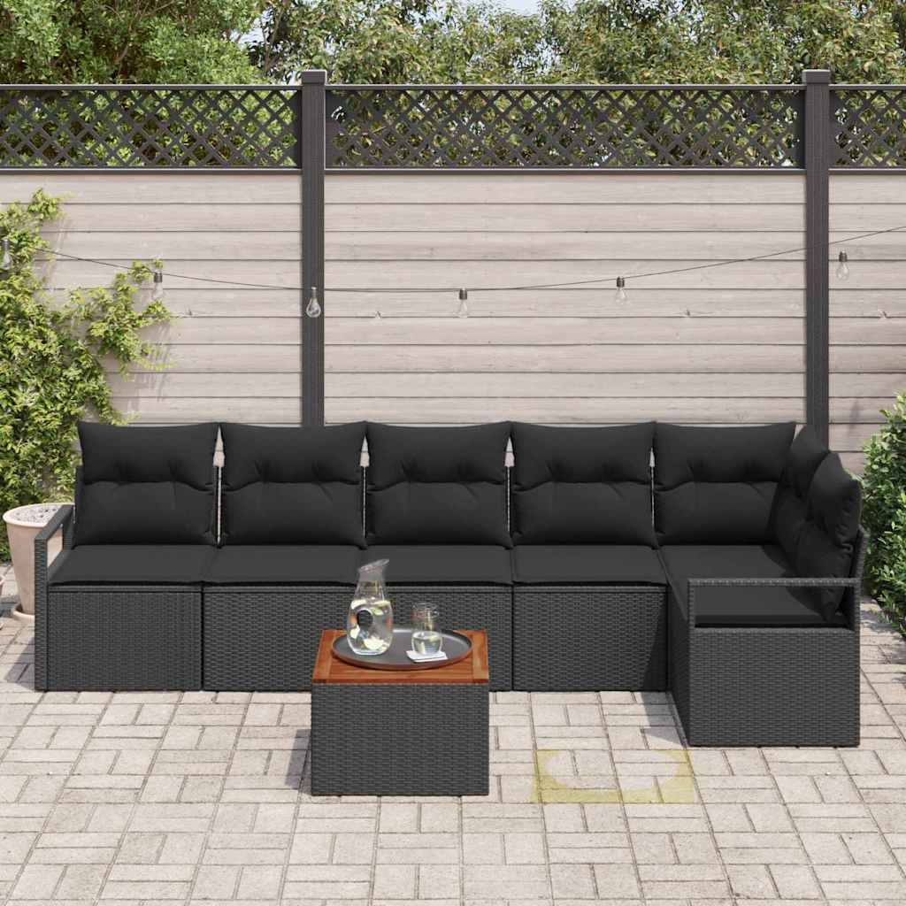 Sjedeća garnitura za vrt 7 kom. Crna poliratan 287 x 122 x 69 cm