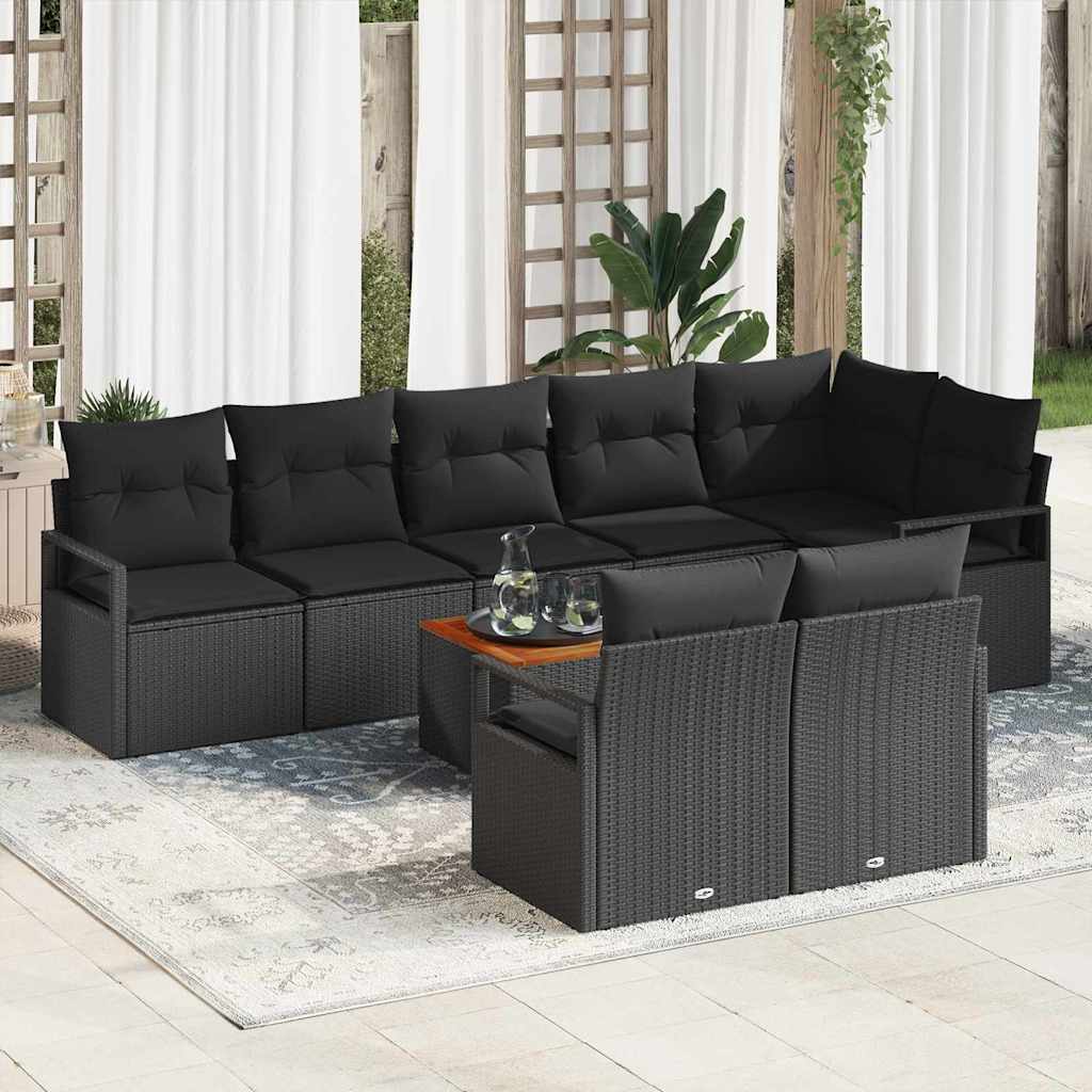 Sjedeća garnitura za vrt 9 kom. Crna poliratan 287 x 122 x 69 cm