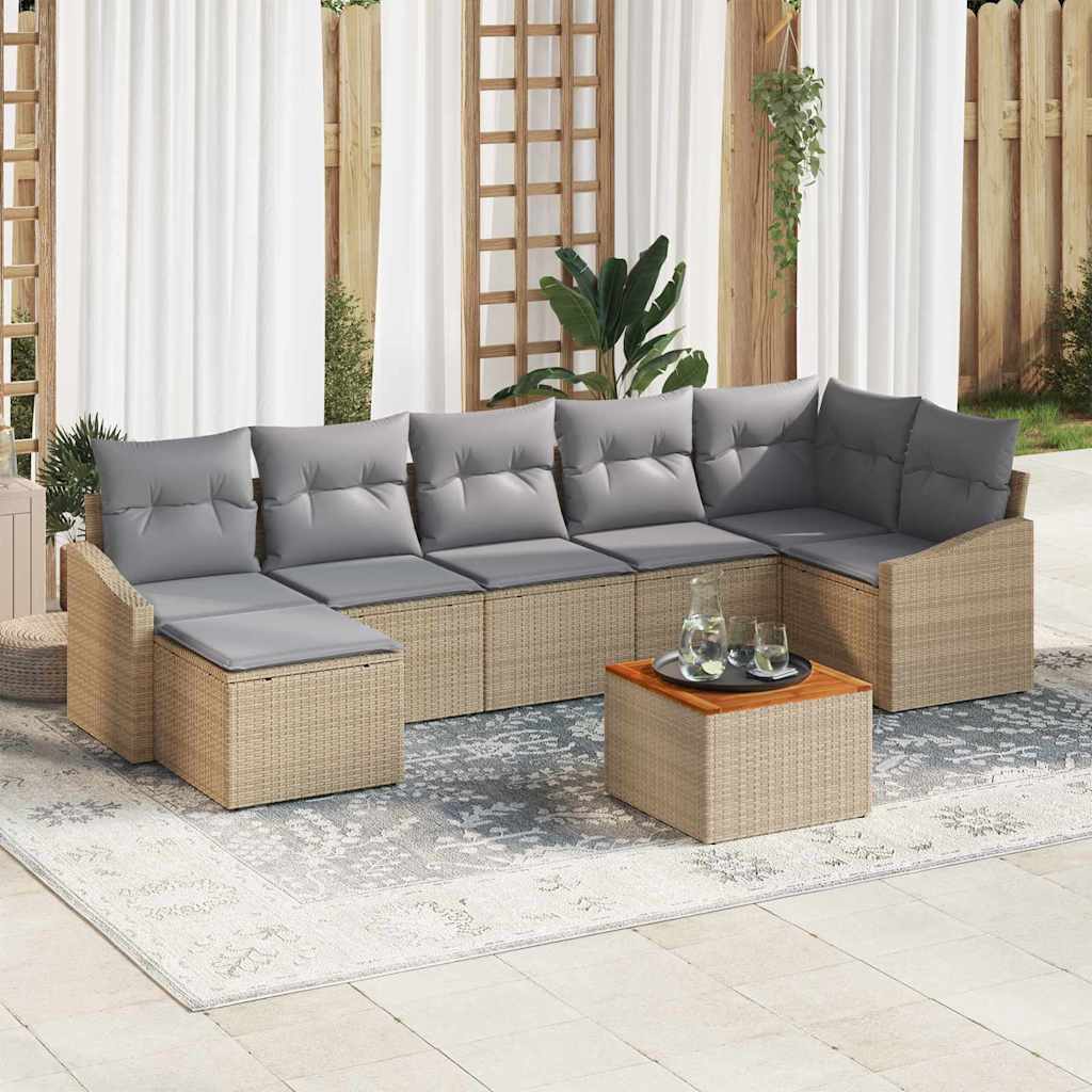 Sjedeća garnitura za vrt 8 kom. Bež i svijetlo siva poliratan 288,5 x 123,5 x 69 cm