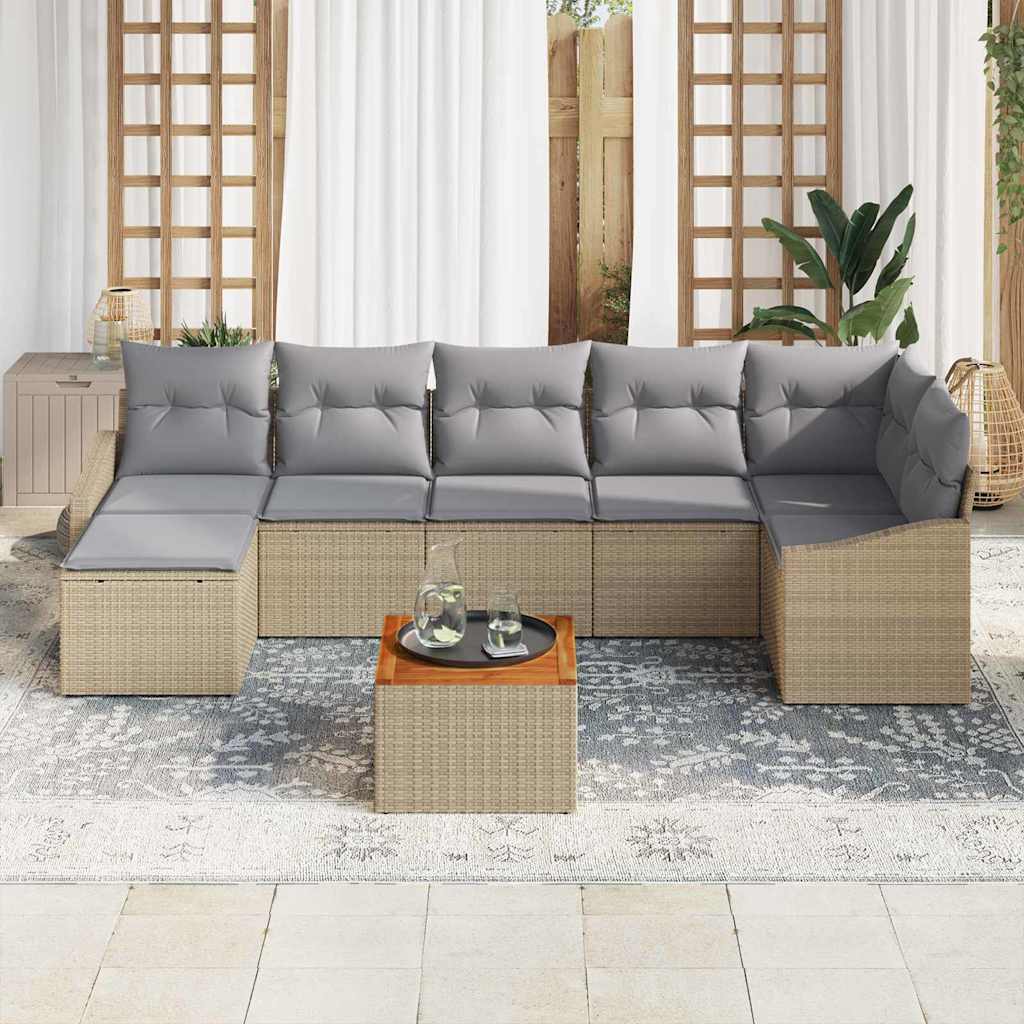 Sjedeća garnitura za vrt 8 kom. Bež i svijetlo siva poliratan 288,5 x 123,5 x 69 cm