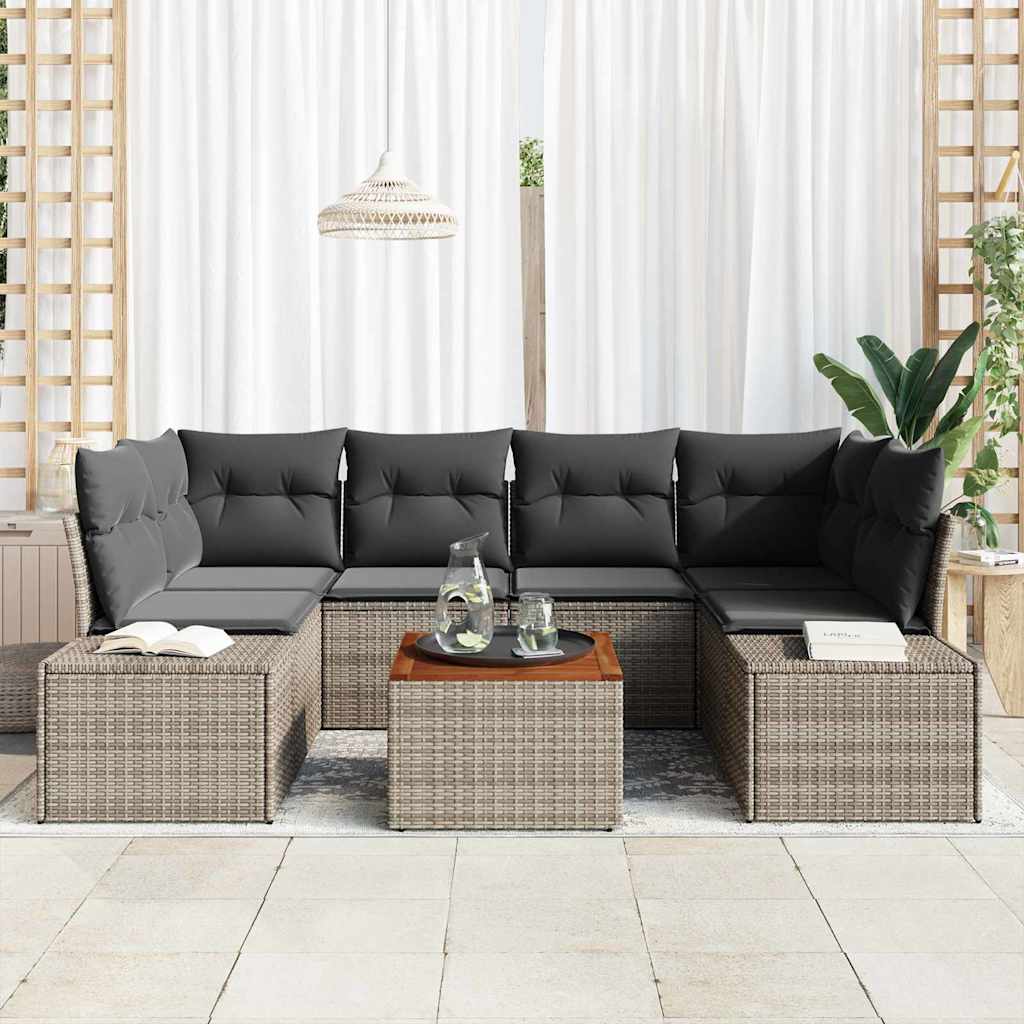 Sjedeća garnitura za vrt 7 kom. Siva poliratan 234 x 154 x 69 cm