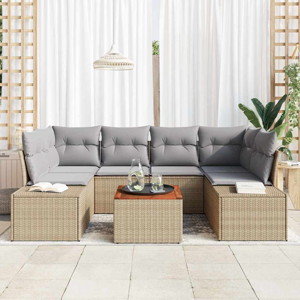 Sjedeća garnitura za vrt 7 kom. Bež i svijetlo siva poliratan 234 x 154 x 69 cm