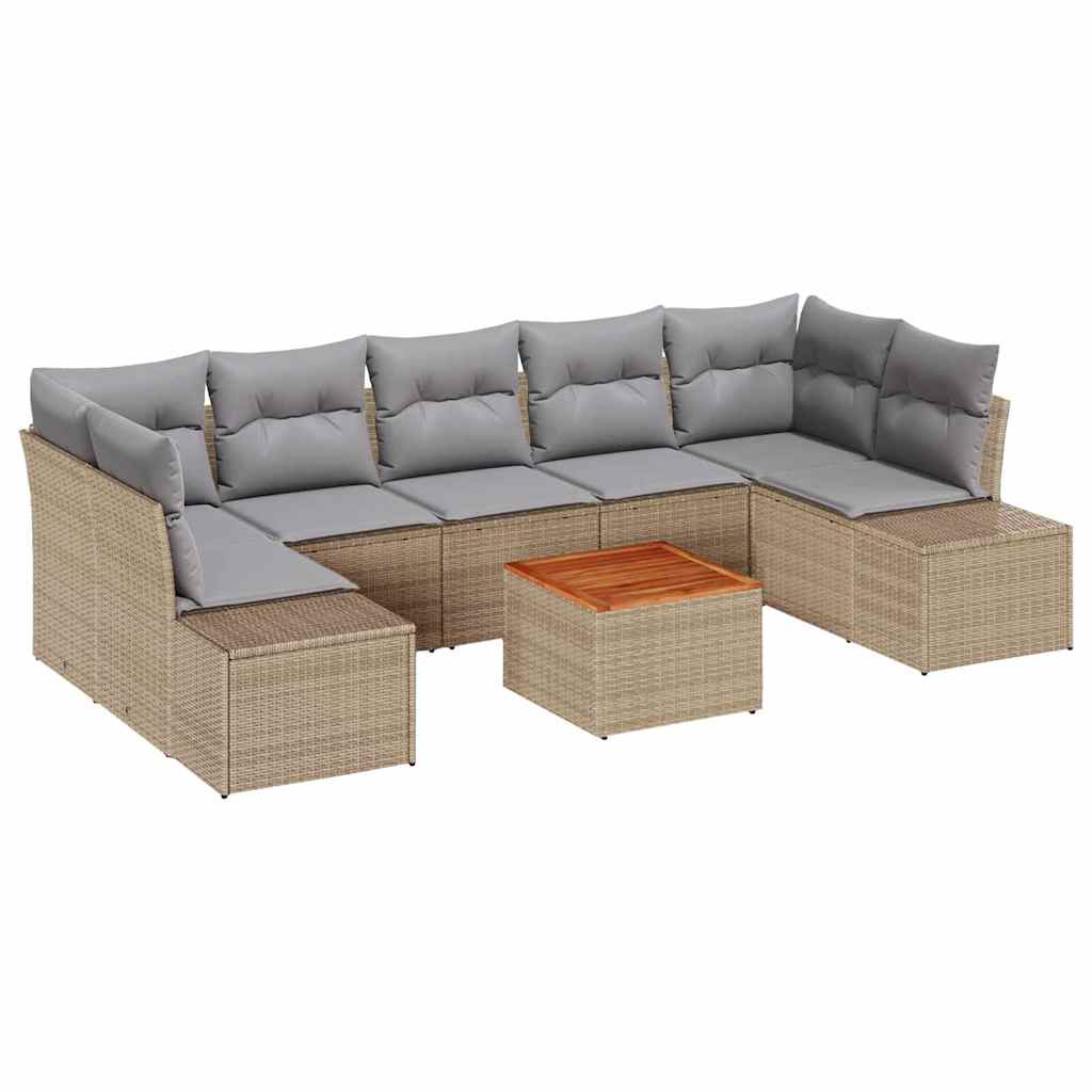 Sjedeća garnitura za vrt 8 kom. Bež i svijetlo siva poliratan 289 x 154 x 69 cm