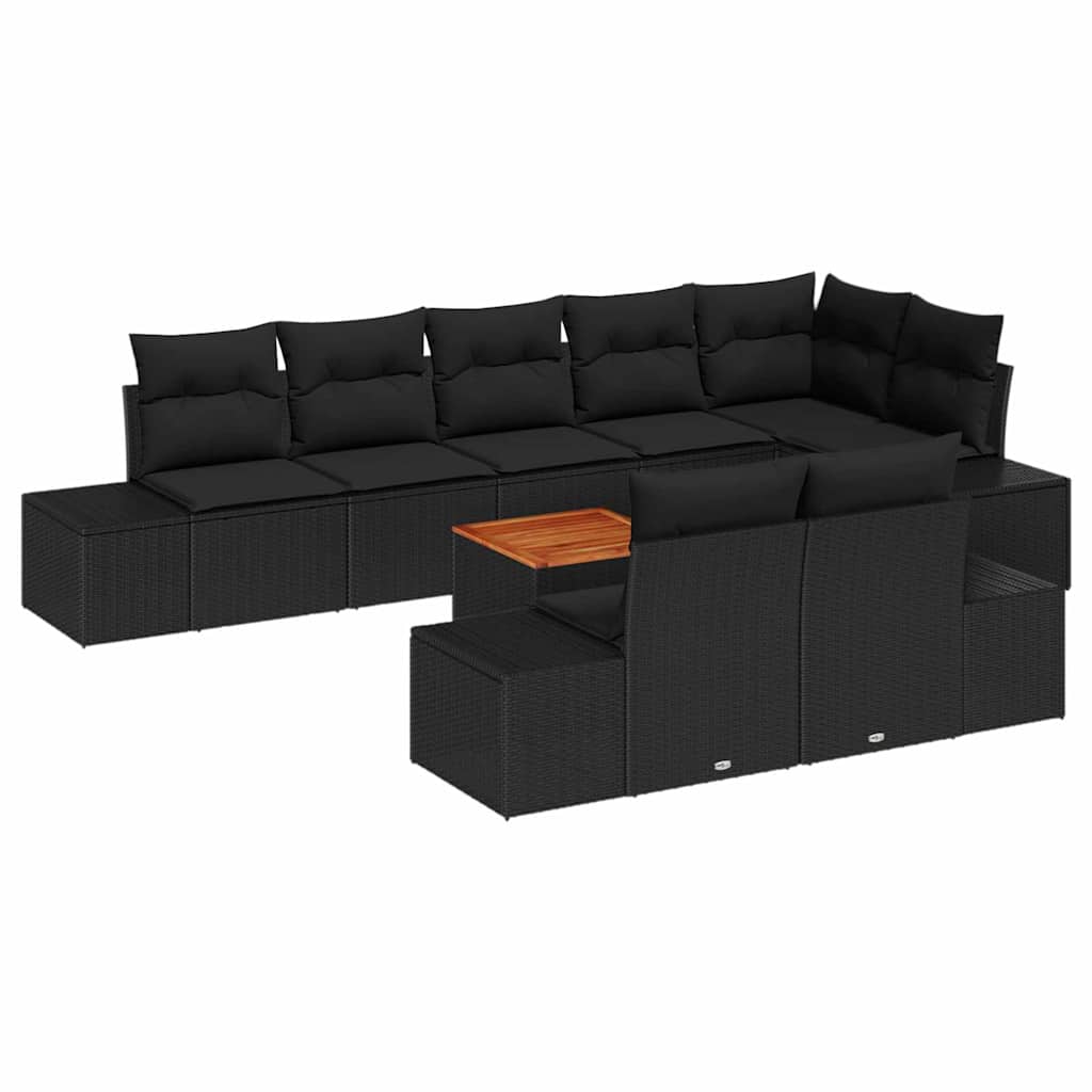 Sjedeća garnitura za vrt s pohranom 9 pcs Crna