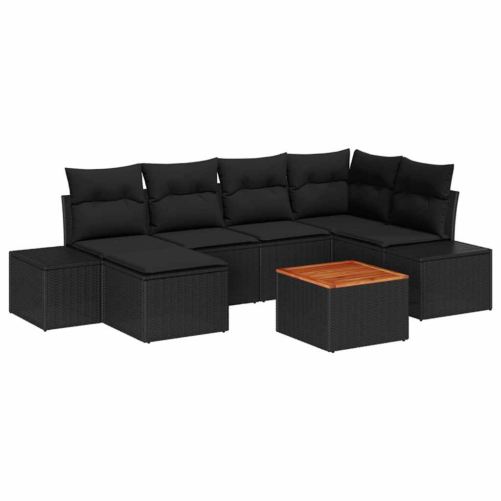Sjedeća garnitura za vrt 7 pcs Crna