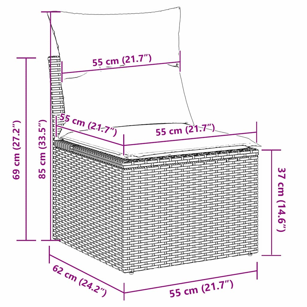 Sjedeća garnitura za vrt 7 pcs Crna i Krema Poliratana