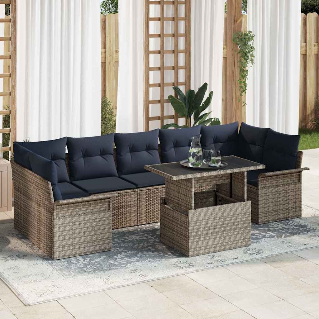 Sjedeća garnitura za vrt 8 kom. Siva [Sintetički]: Poli Ratan 289 x 132,5 x 85 cm