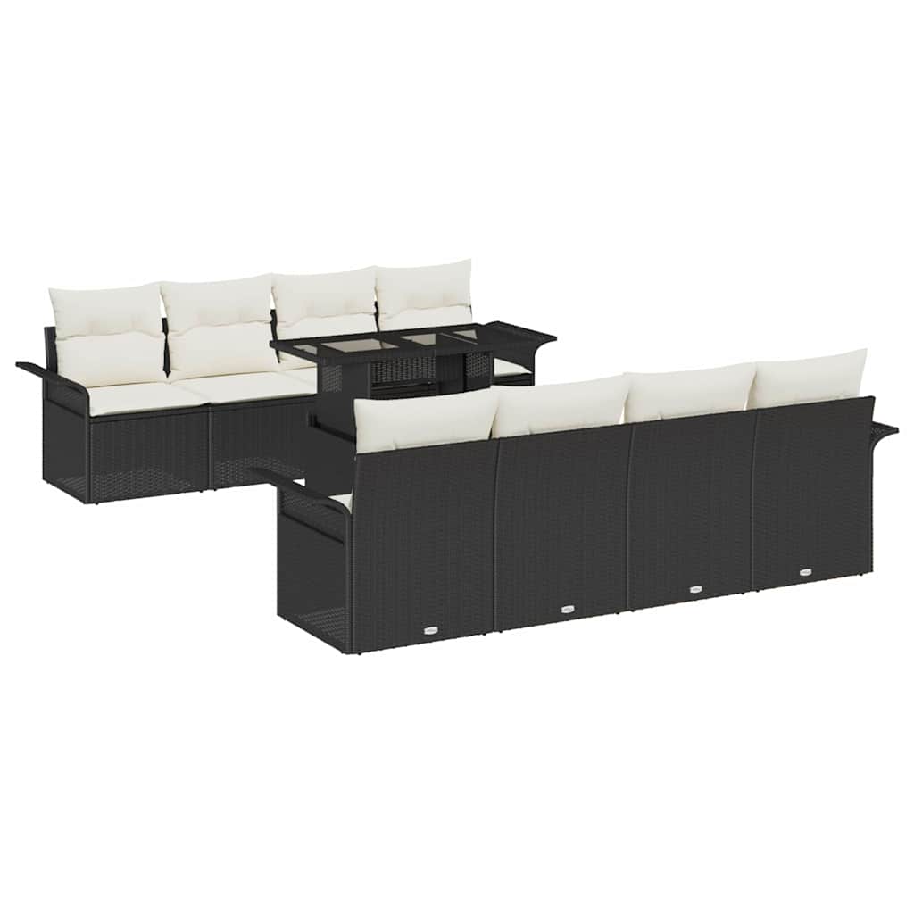 Sjedeća garnitura za vrt 9 kom. Crna [Sintetički]: Poli Ratan 251 x 179 x 85 cm