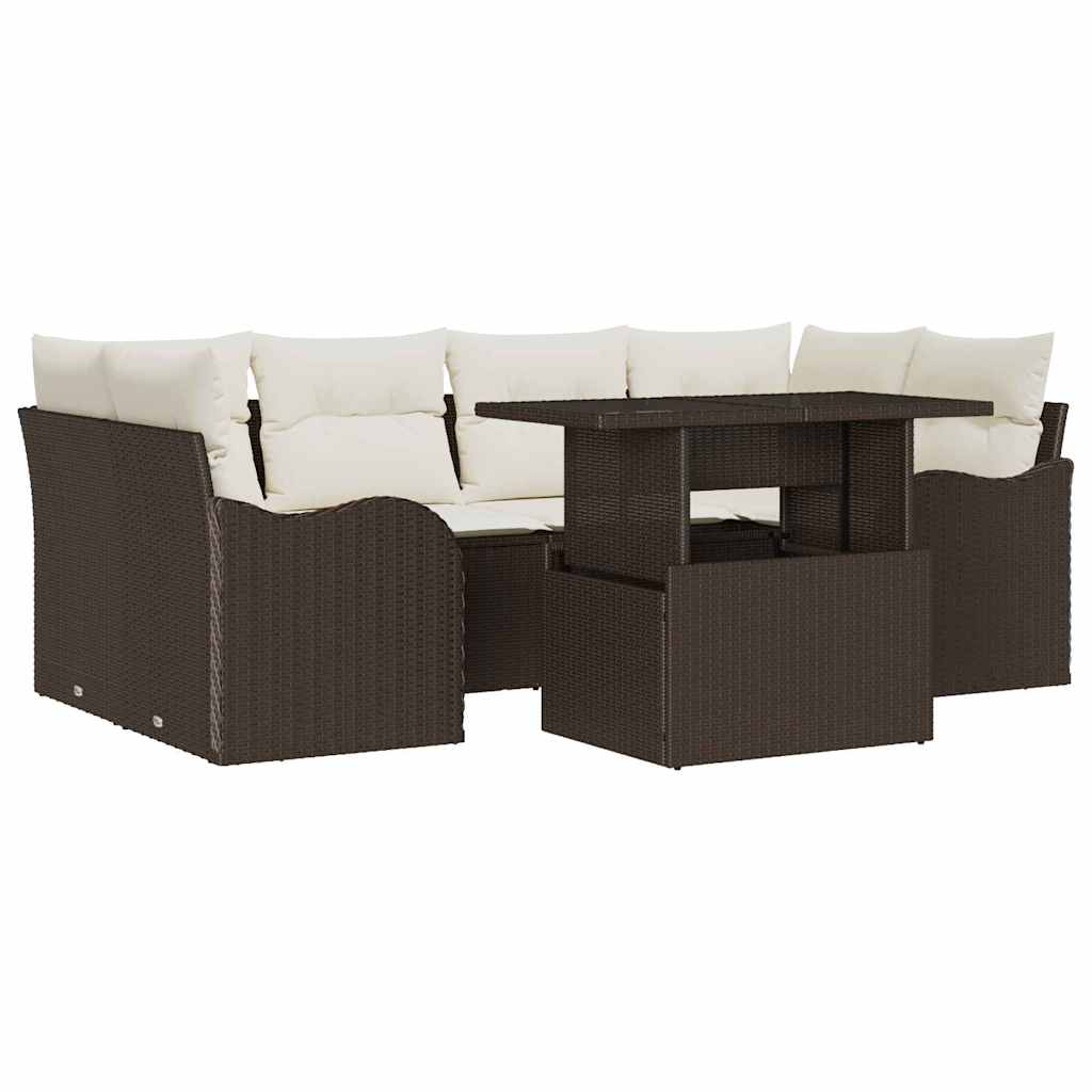 Sjedeća garnitura za vrt 7 pcs Smeđa 234 x 122,5 x 85 cm
