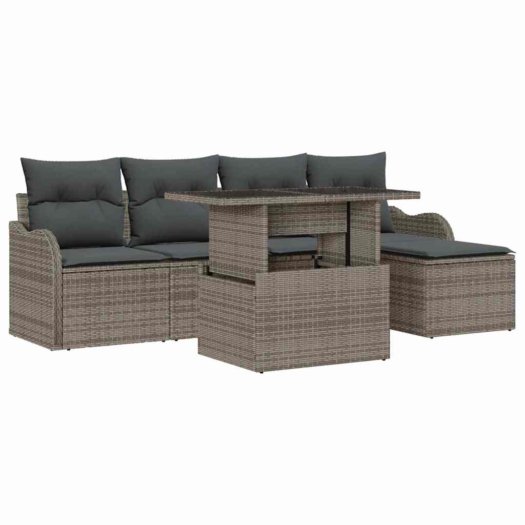 Sjedeća garnitura za vrt 6 kom. Siva [Sintetičko]: Poliratana