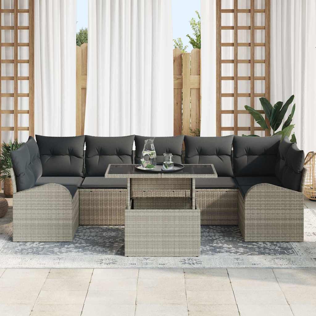 Sjedeća garnitura za vrt 8 kom. Svijetlo siva Poli Ratan Svjetlosiva 289 x 124 x 85 cm