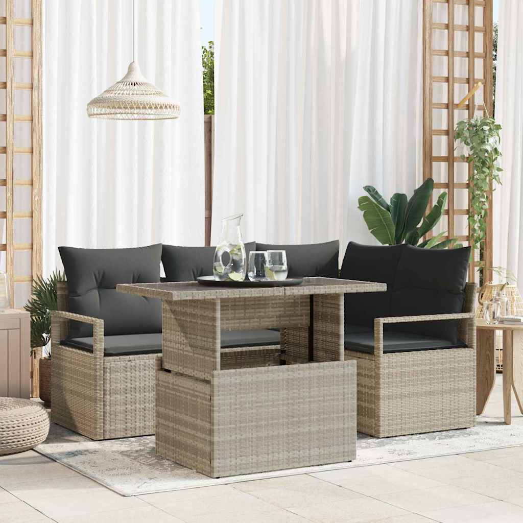Sjedeća garnitura za vrt 5 pcs Svijetlo siva Poli ratan