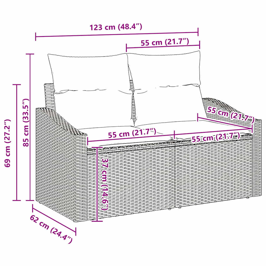 Sjedeća garnitura za vrt s jastukom 5 pcs Bež i svijetlo siva