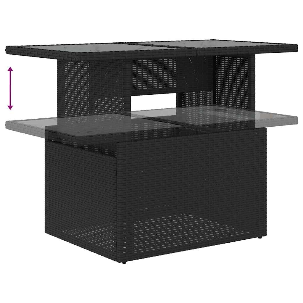 Sjedeća garnitura za vrt s jastukom s pohranom 8 pcs Crna