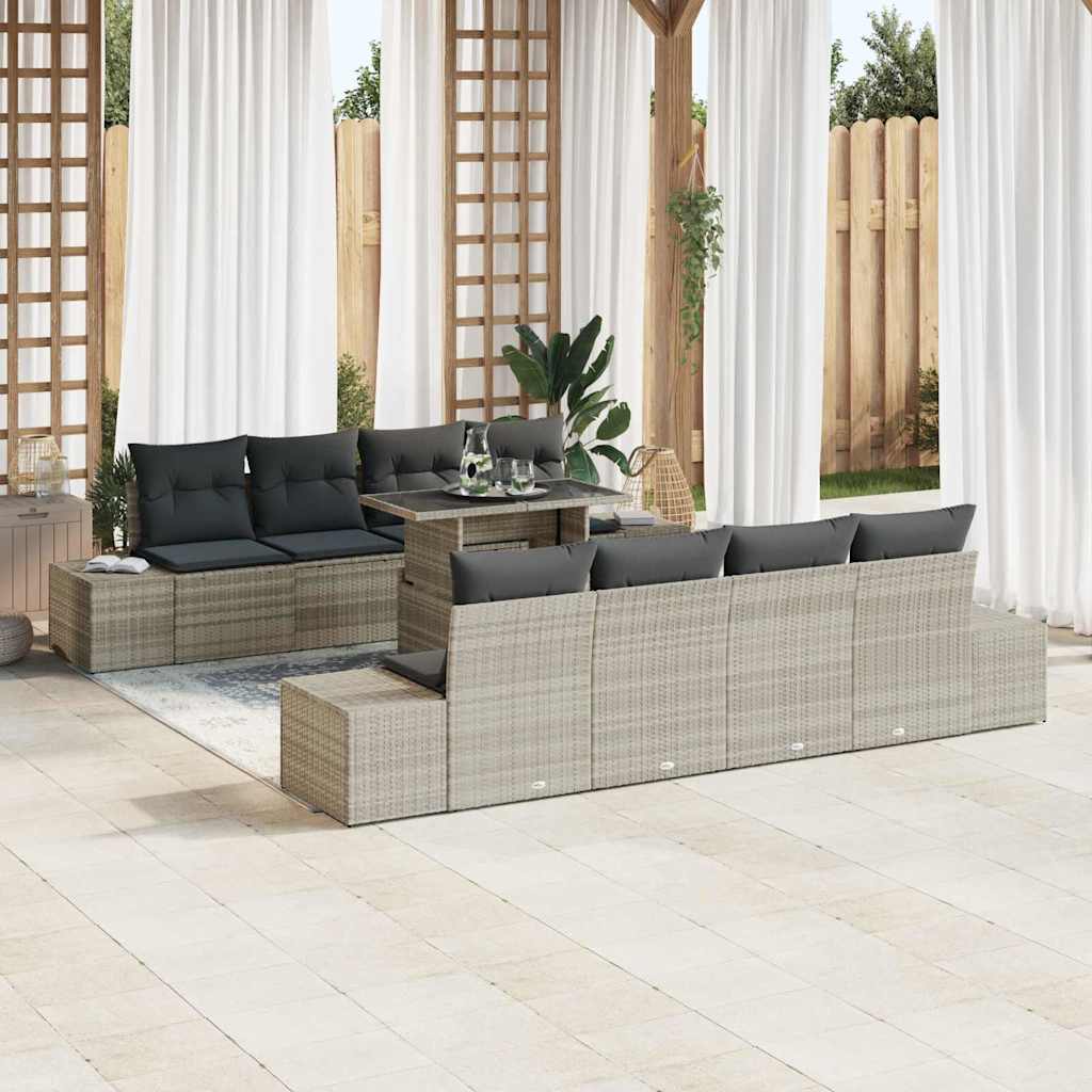 Sjedeća garnitura za vrt 9 kom. Svijetlo siva i tamno siva Svjetlosiva 294 x 62 x 85 cm