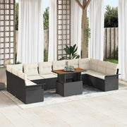 Sjedeća garnitura za vrt 9 kom. Crna Poli ratan