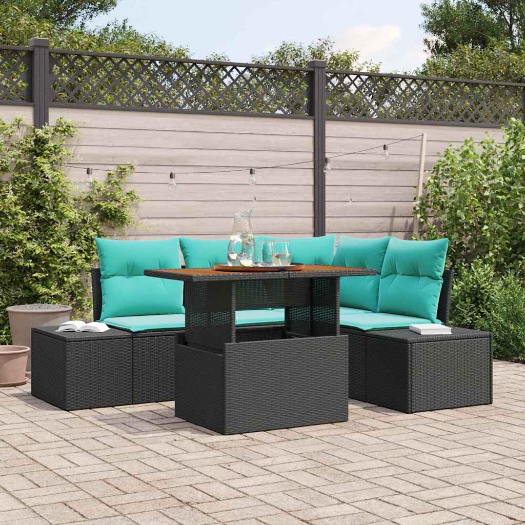 Vrtni sofa set 5 kom. Crna Poliratan