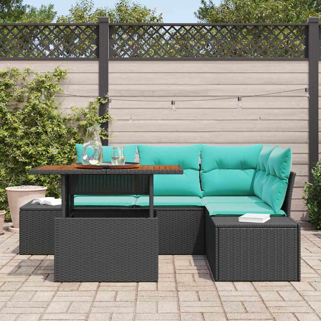 Vrtni sofa set 5 kom. Crna Poliratan