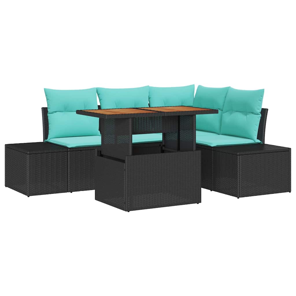 Vrtni sofa set 5 kom. Crna Poliratan