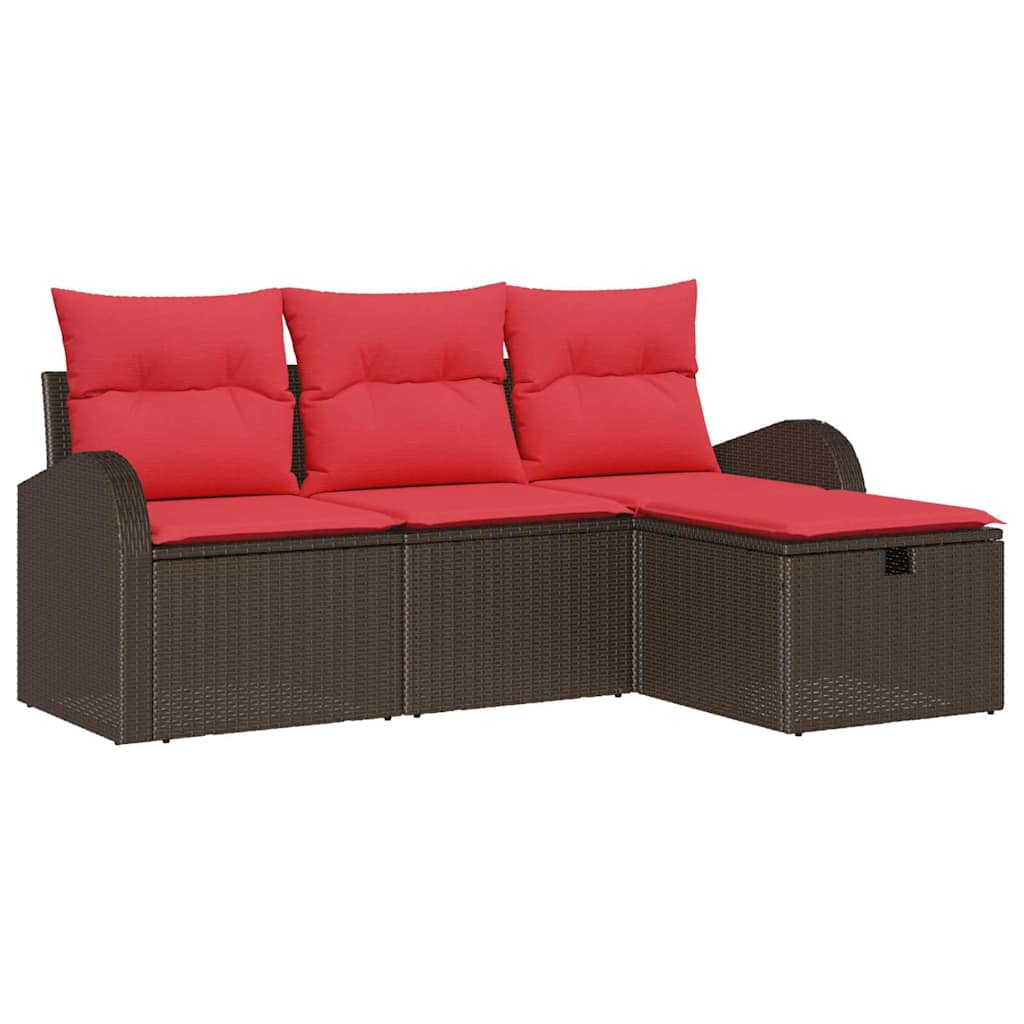 Set sofe s jastukom s pohranom 4 pcs Smeđa i crvena poliratan