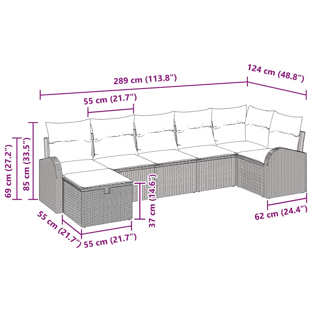 Set sofe s jastukom s pohranom 7 pcs Siva poliratan