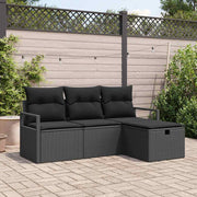 Set sofe s jastukom s pohranom 4 pcs Crna poliratan
