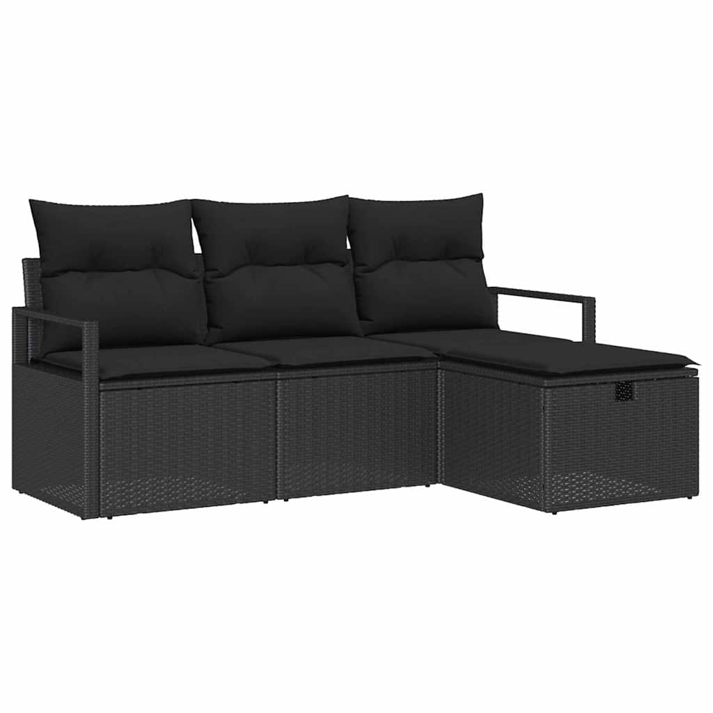 Set sofe s jastukom s pohranom 4 pcs Crna poliratan