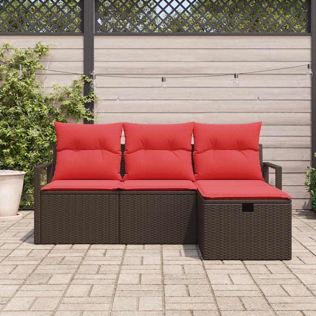 Set sofe s jastukom s pohranom 4 pcs Smeđa i crvena poliratan