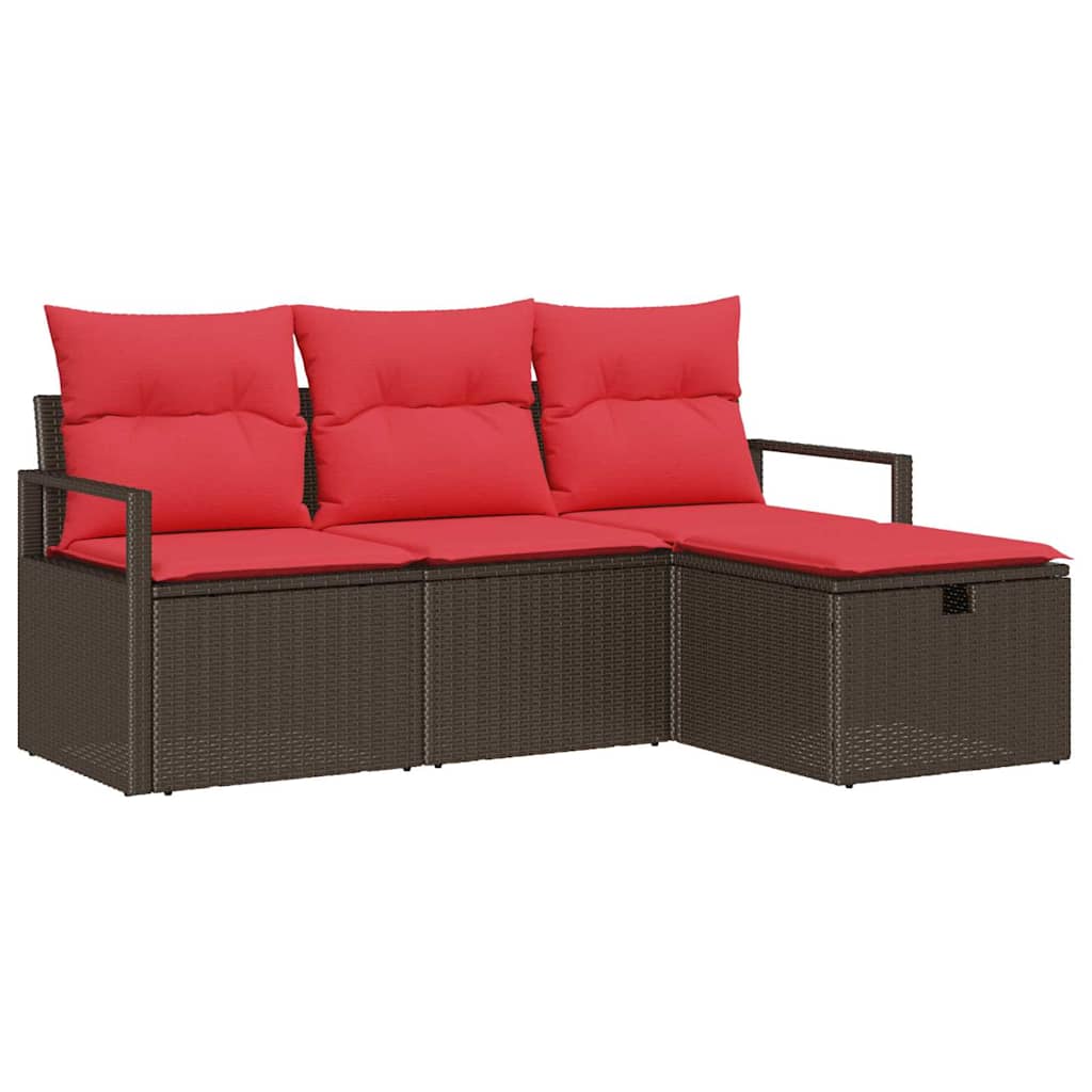 Set sofe s jastukom s pohranom 4 pcs Smeđa i crvena poliratan