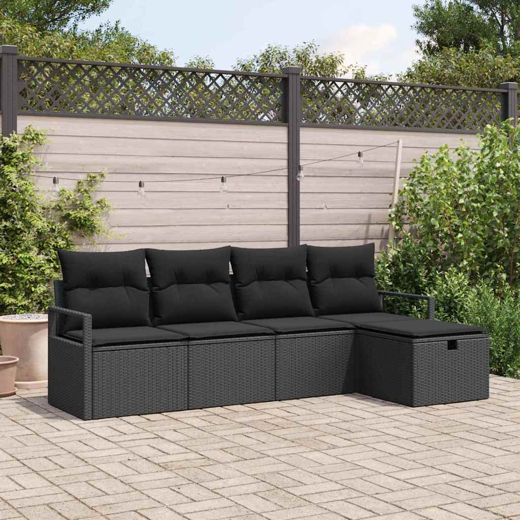 Set sofe s jastukom s pohranom 5 pcs Crna poliratan