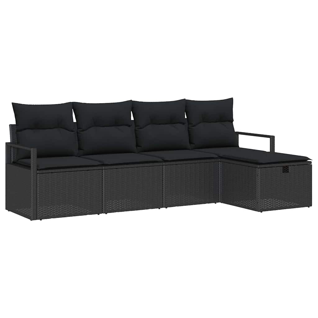 Set sofe s jastukom s pohranom 5 pcs Crna poliratan