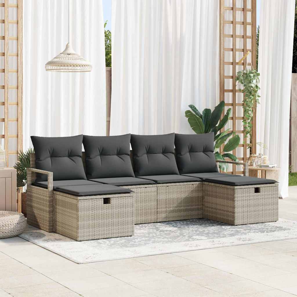 Set sofe 6 kom. 6-Broj sjedala Svijetlo siva poliratan Svjetlosiva 230 x 117 x 85 cm