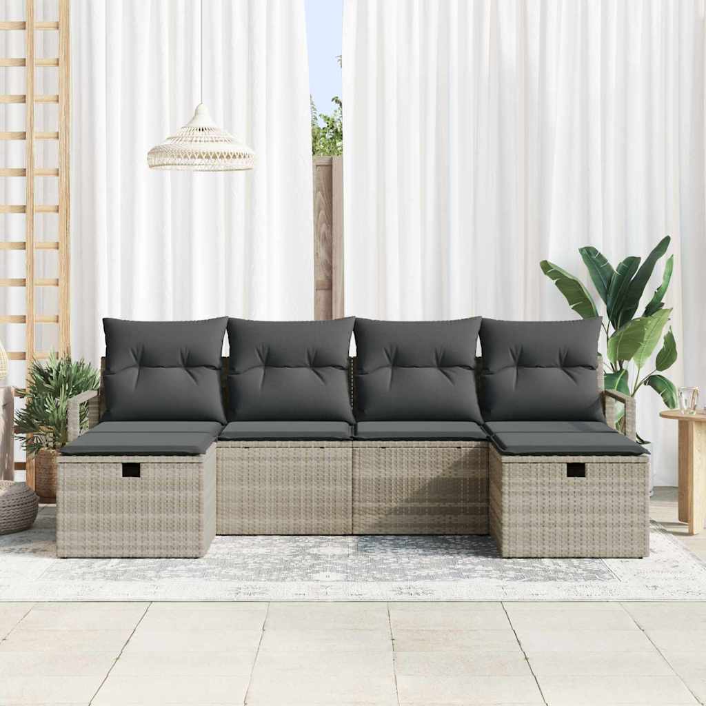 Set sofe 6 kom. 6-Broj sjedala Svijetlo siva poliratan Svjetlosiva 230 x 117 x 85 cm