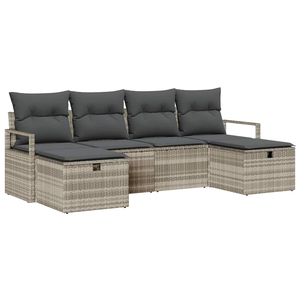 Set sofe 6 kom. 6-Broj sjedala Svijetlo siva poliratan Svjetlosiva 230 x 117 x 85 cm