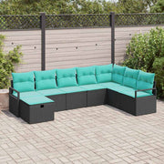 Set sofe 8 kom. Crna poliratan 287 x 177 x 85 cm
