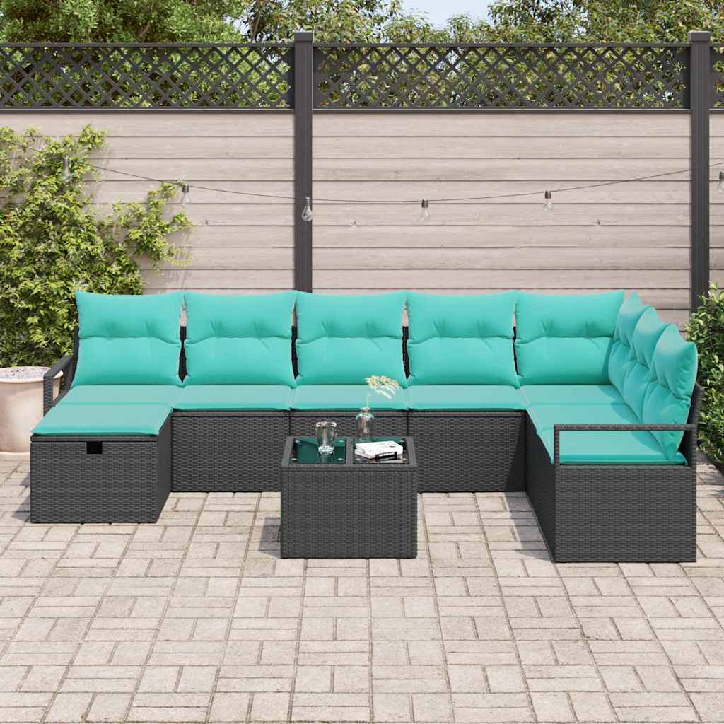 Set sofe s jastukom s pohranom 9 pcs Crna poliratan