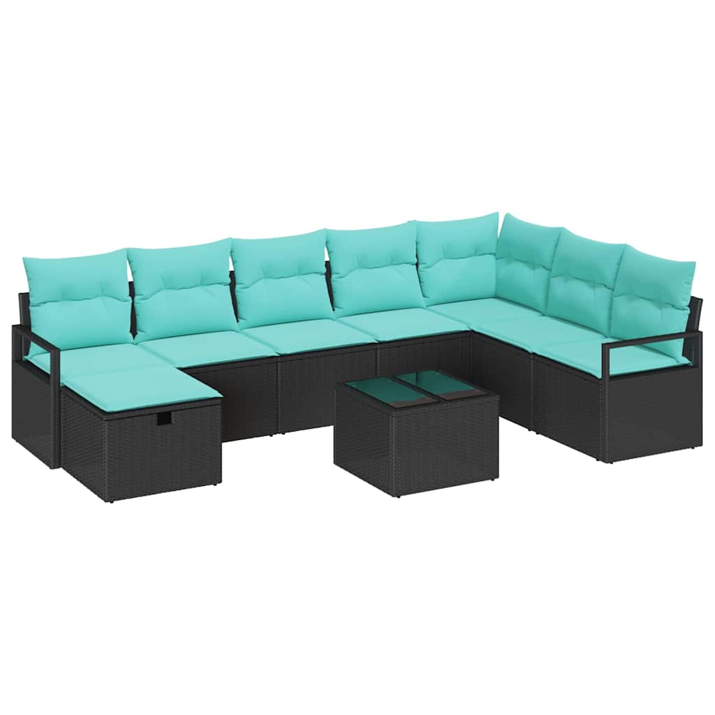 Set sofe s jastukom s pohranom 9 pcs Crna poliratan