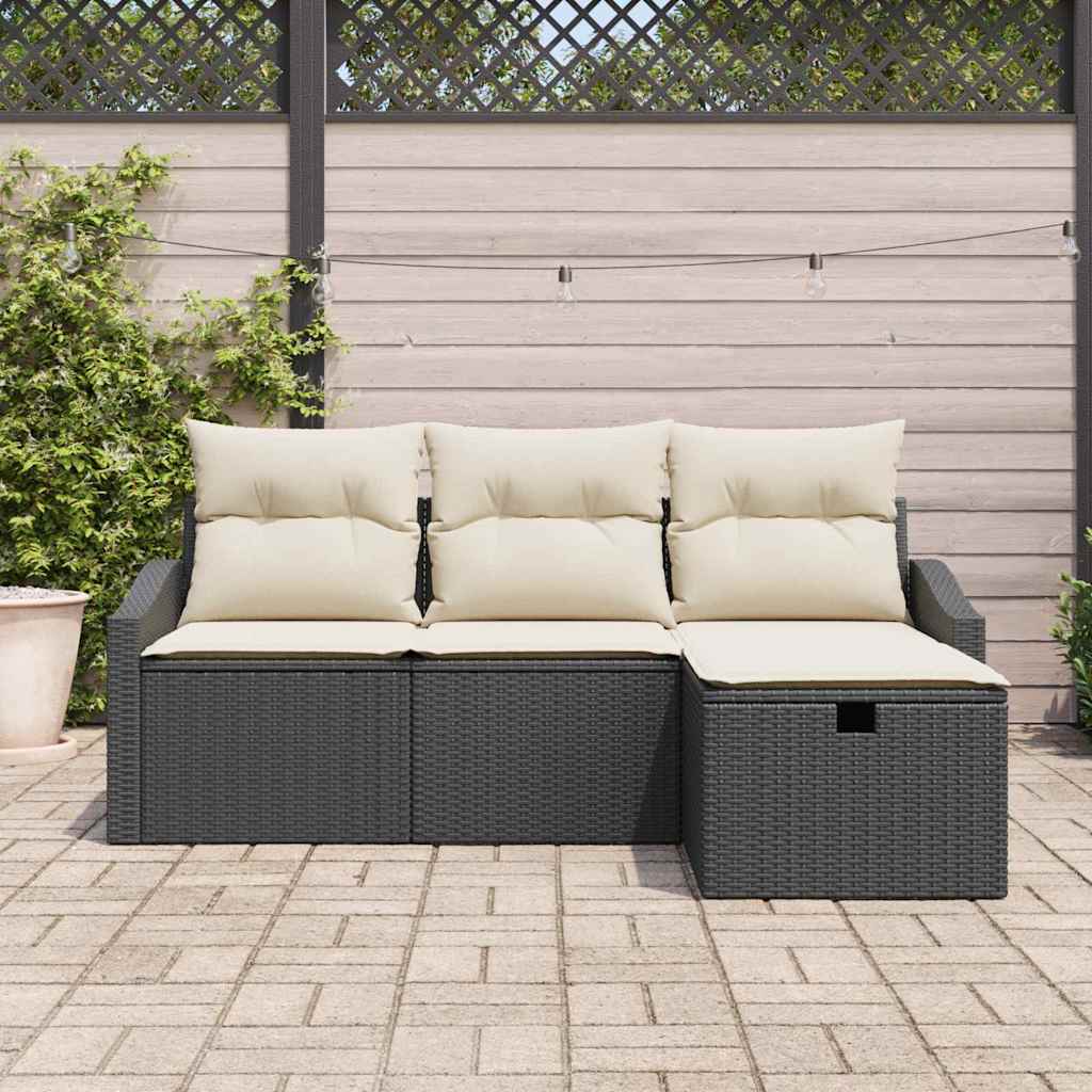 Set sofe s jastukom s pohranom 4 pcs Crna poliratan