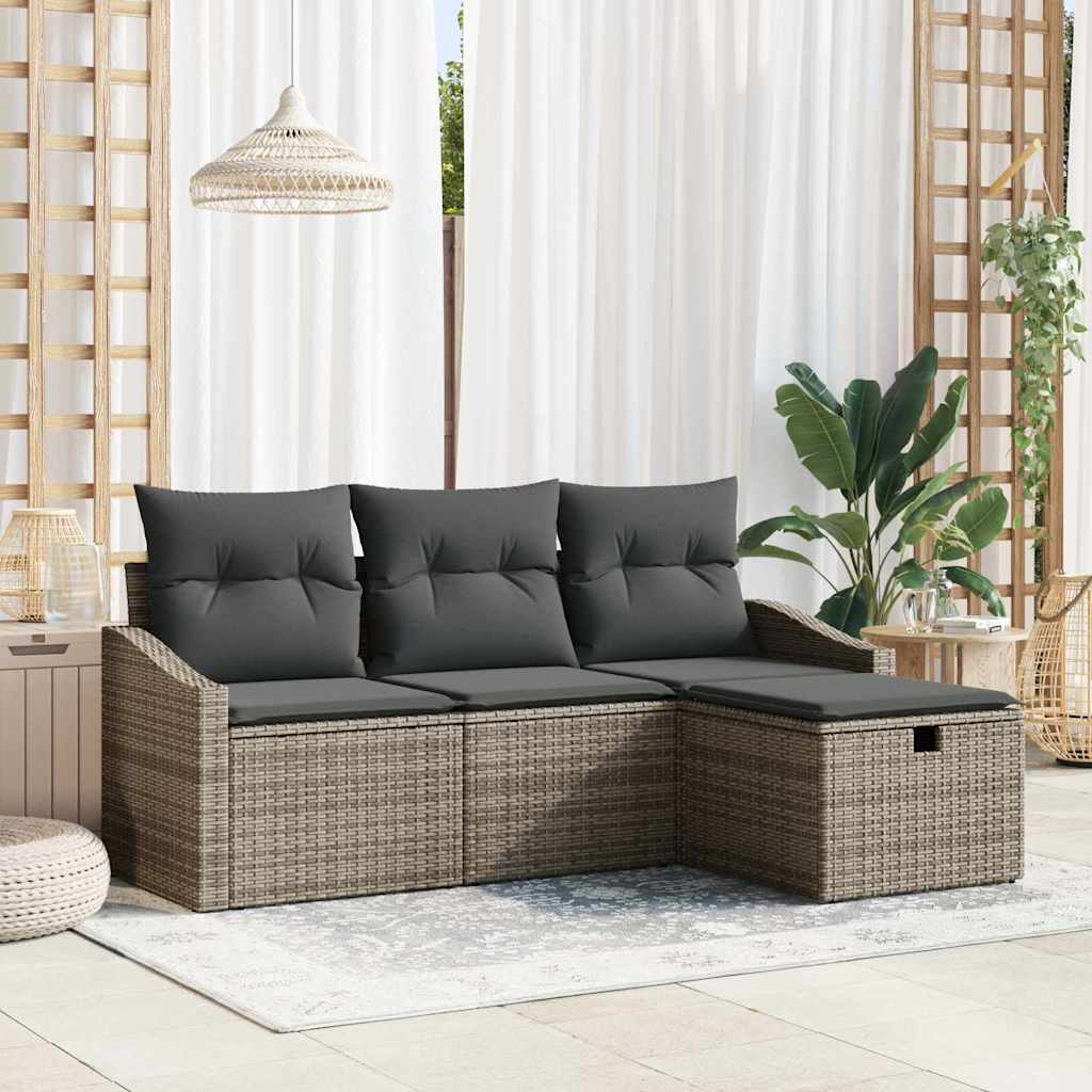 Set sofe s jastukom s pohranom 4 pcs Siva poliratan
