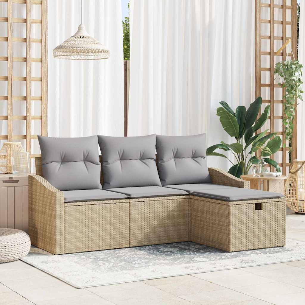 Set sofe s jastukom s pohranom 4 pcs Bež poliratan