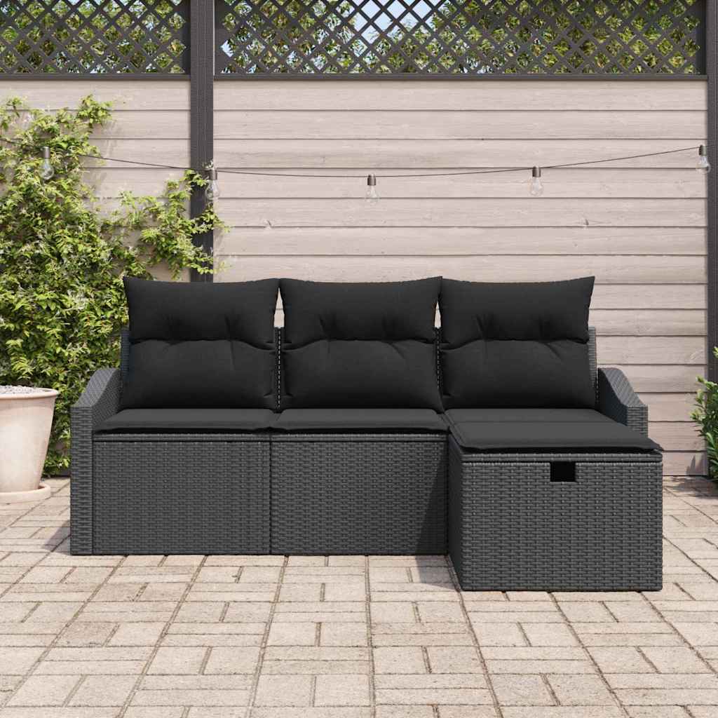 Set sofe s jastukom s pohranom 4 pcs Crna poliratan