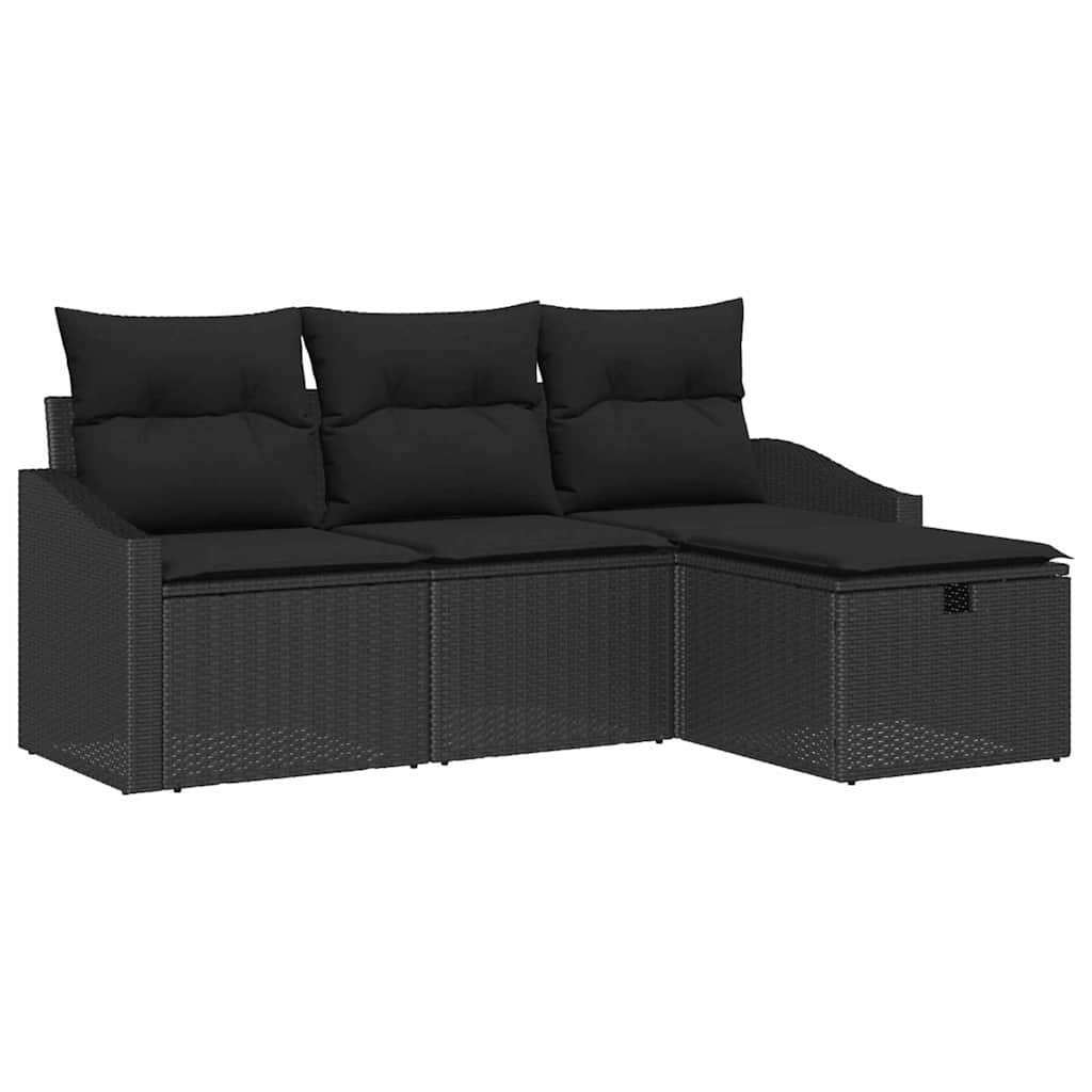 Set sofe s jastukom s pohranom 4 pcs Crna poliratan