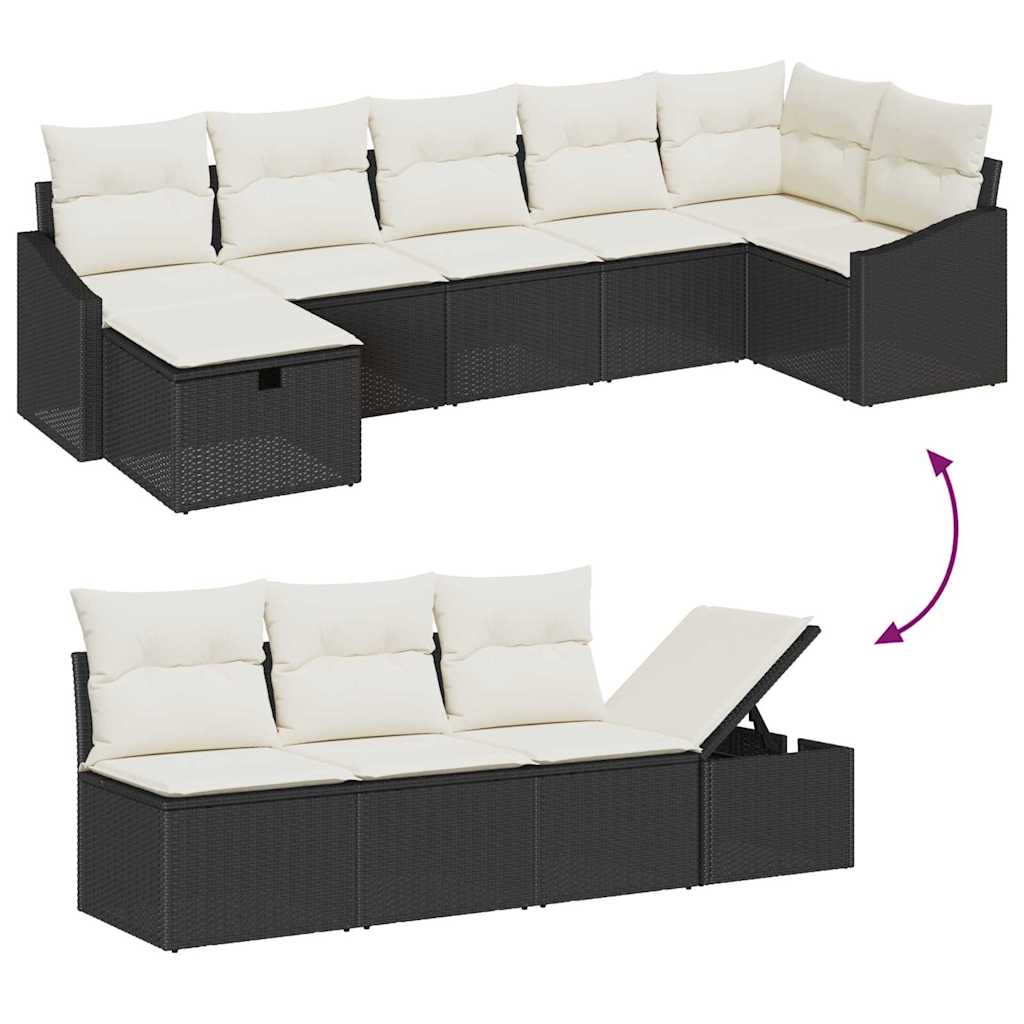 Set sofe 7 kom. Crna poliratan 288,5 x 123,5 x 85 cm